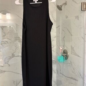 Nine West Black Ribbed Midi Dress